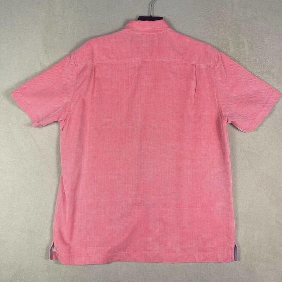 Tommy Bahama Mens L Short Sleeve Silk Shirt Pink Relaxed Fit Pocket 100% Silk - Picture 11 of 12